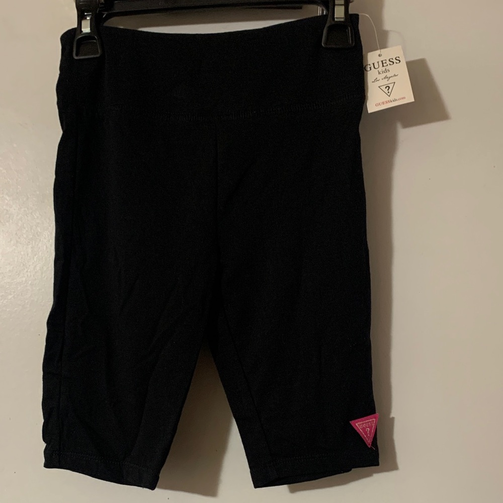 GUESS Kids Black Leggings shorts with Pink Logo